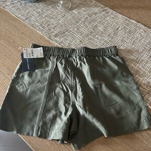 Green Utility Shorts with Elastic Waistband